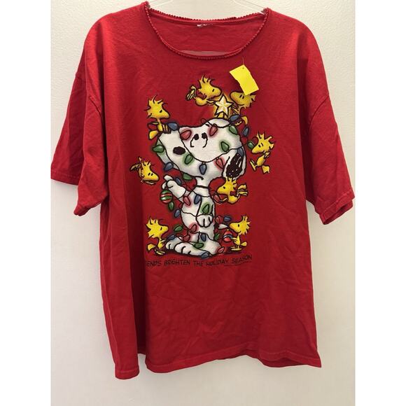 Snoopy Peanuts Christmas lights y2k 2000s vintage t-shirt Large-XL - Picture 1 of 6